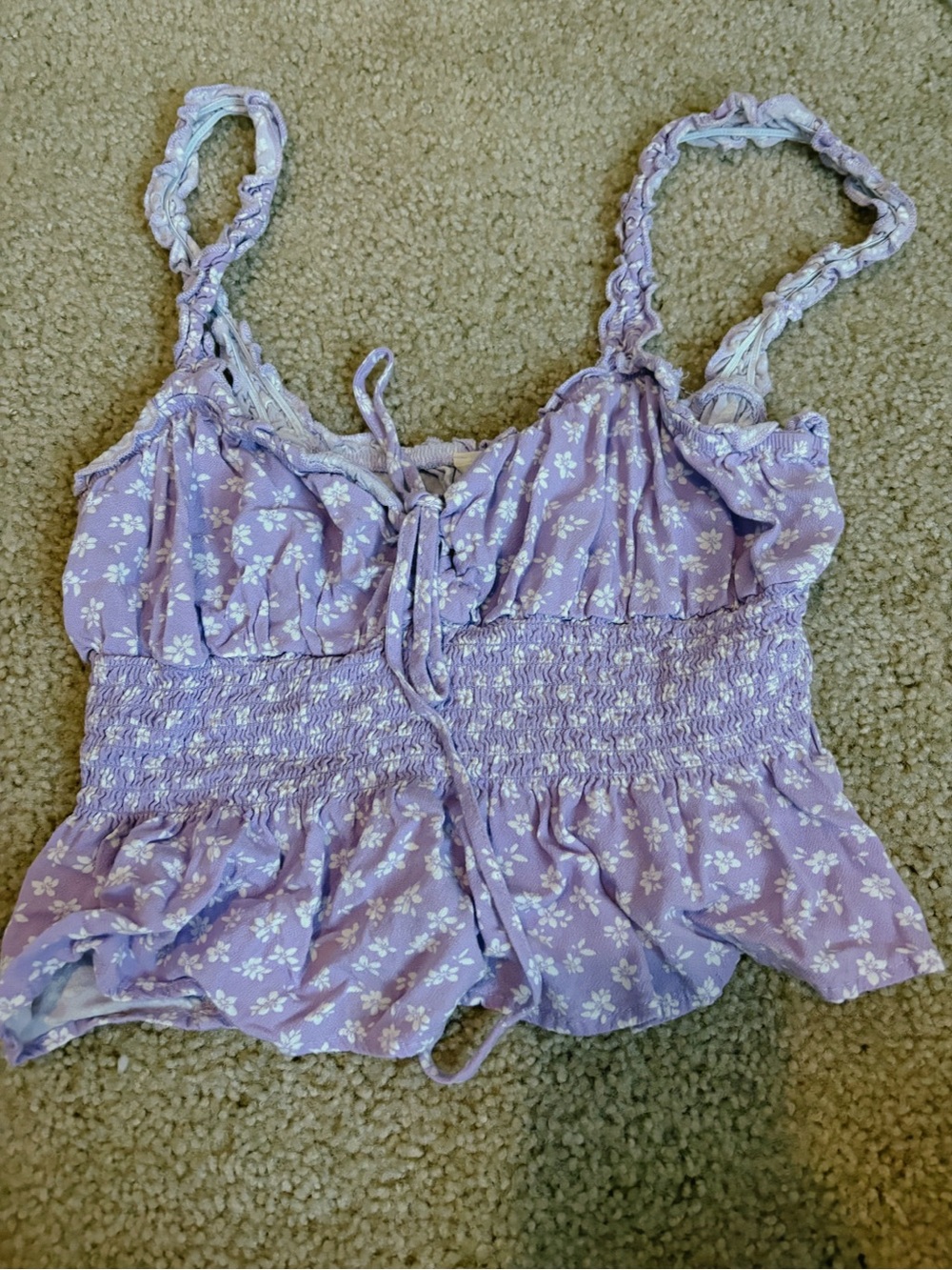 La Hearts Lavender Floral Smocked Tank